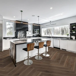 Image 2 of Cracked Dark Brown Vinyl Plank Flooring (B367 - Beaulieu) sold at Floors & Baths Pro's